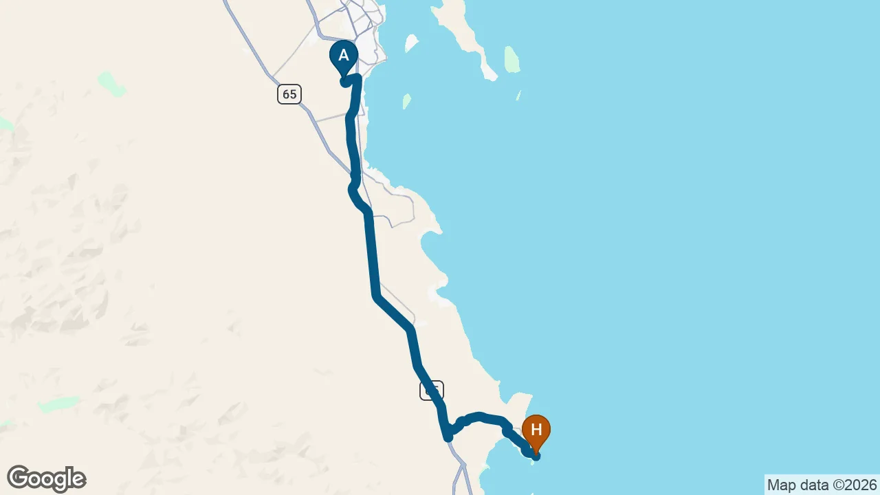 Driving route from Hurghada Airport to The Breakers Soma Bay